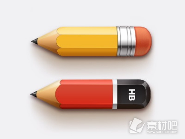 两支颜色不同的铅笔PSD素材
