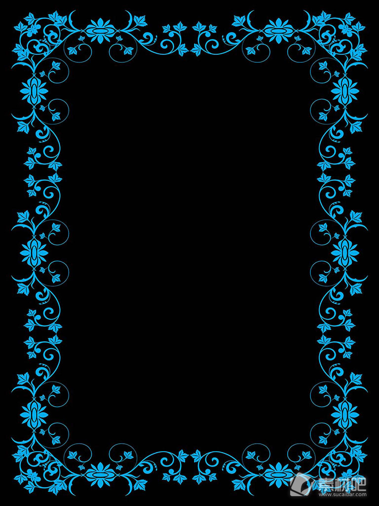 黑色背景蓝色碎花边框矢量素材