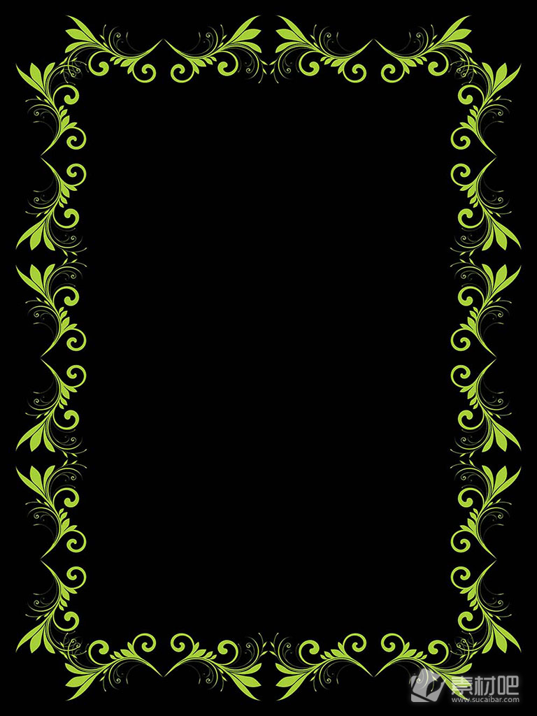 黑色背景绿色碎花边框矢量素材