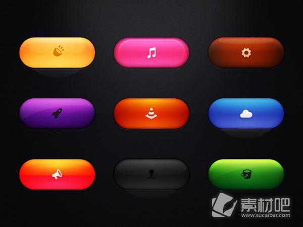 各种颜色不同的按钮PSD素材