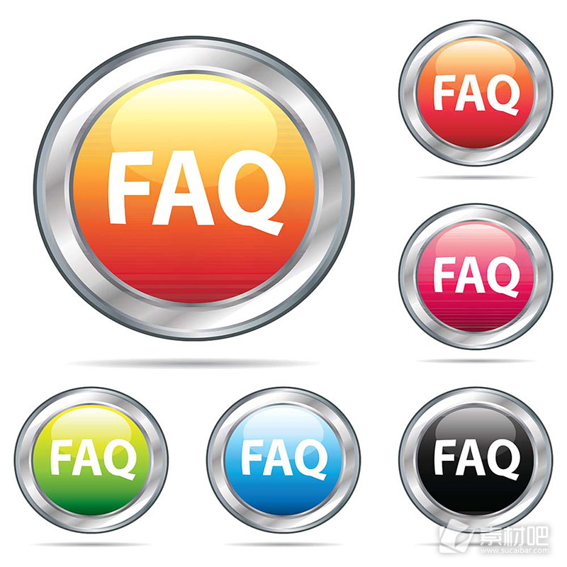 圆形金属FAQ按钮矢量素材