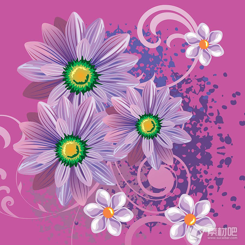 紫色优雅菊花矢量素材