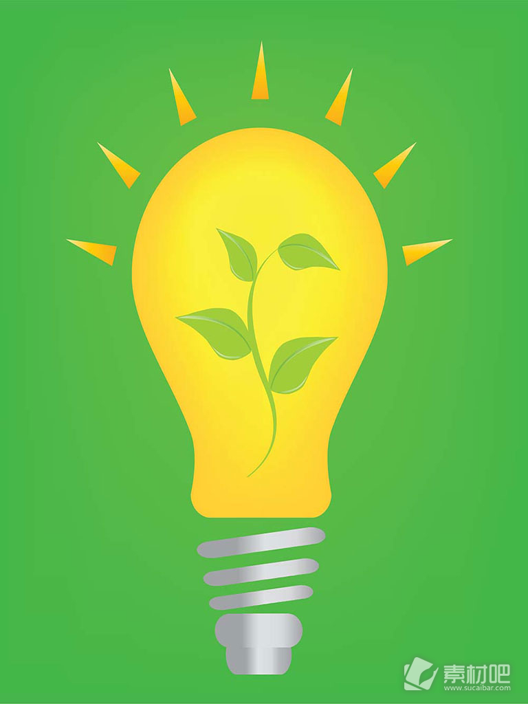 绿色创新节能灯泡矢量素材
