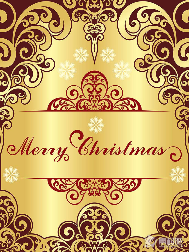 金色边框欢乐圣诞节日背景矢量素材