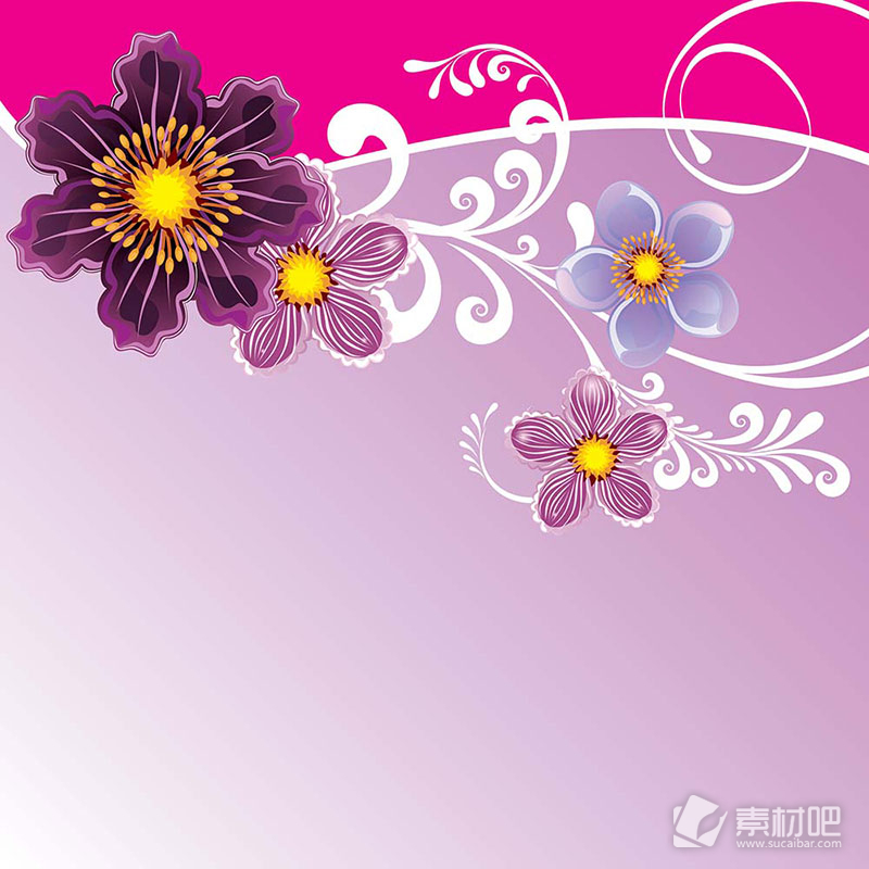 三朵精美菊花花卉背景矢量素材