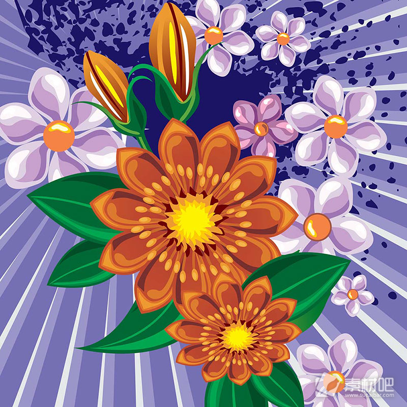五彩缤纷的花卉背景矢量素材