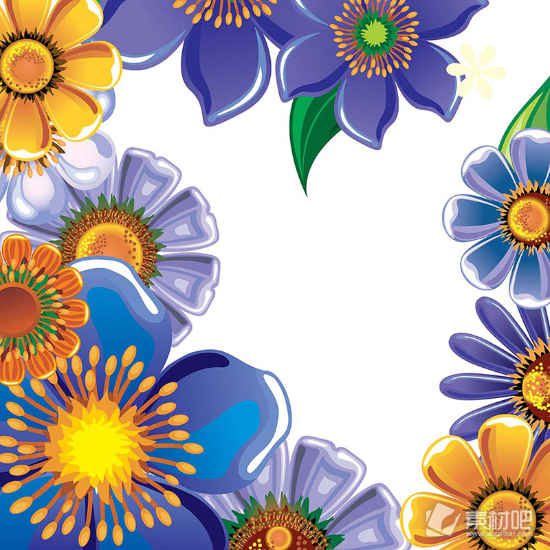 五彩斑斓的花卉背景矢量素材