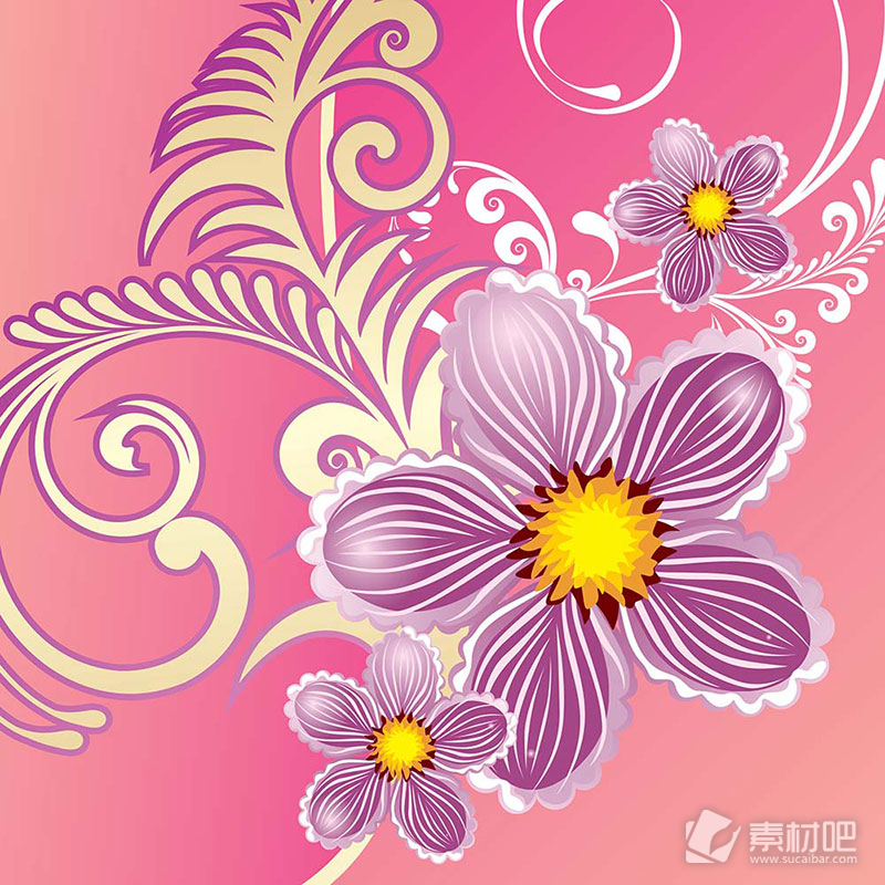粉色精美花卉背景矢量素材
