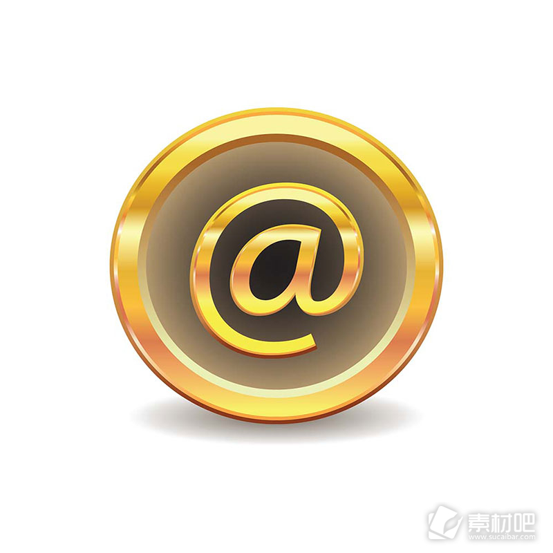 创新金色亮光邮件圆形图标矢量素材