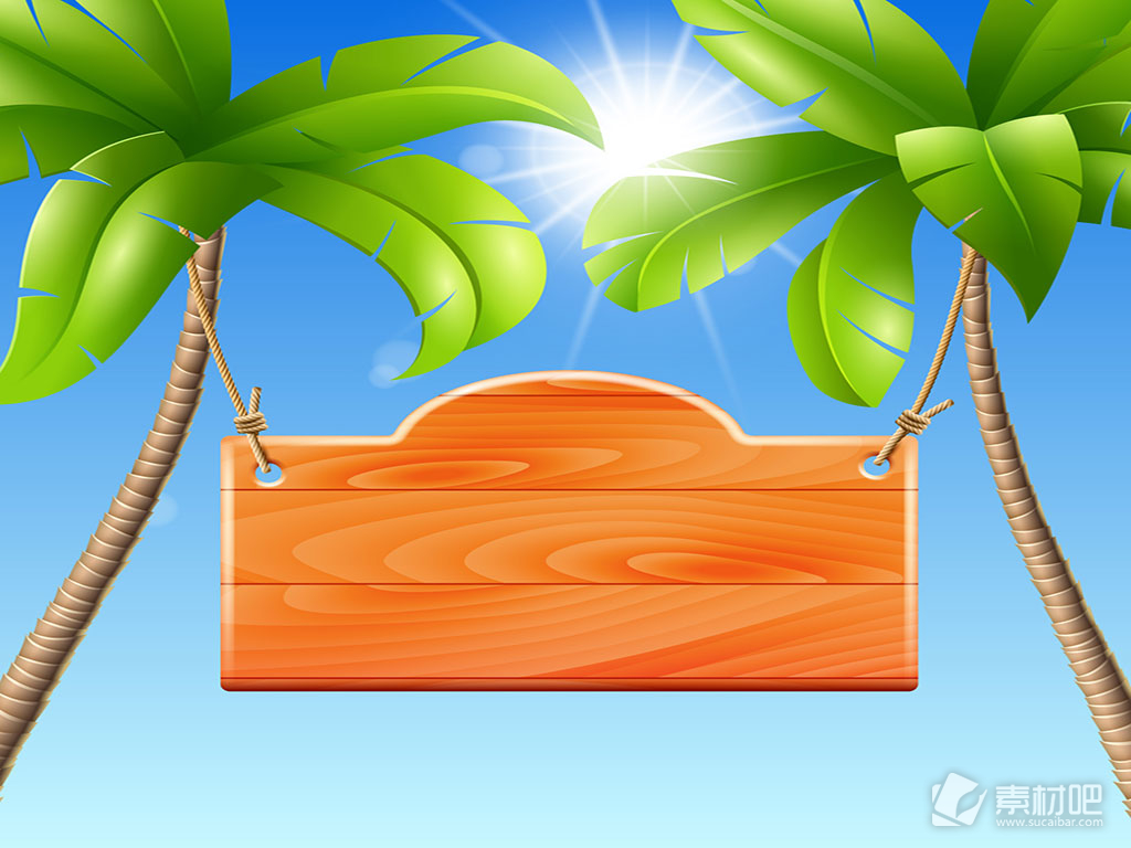 热带夏季主题提示木板矢量素材