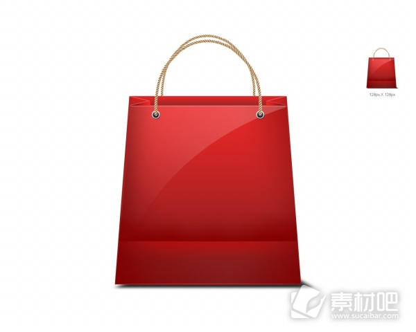 方形大红色购物袋PSD素材