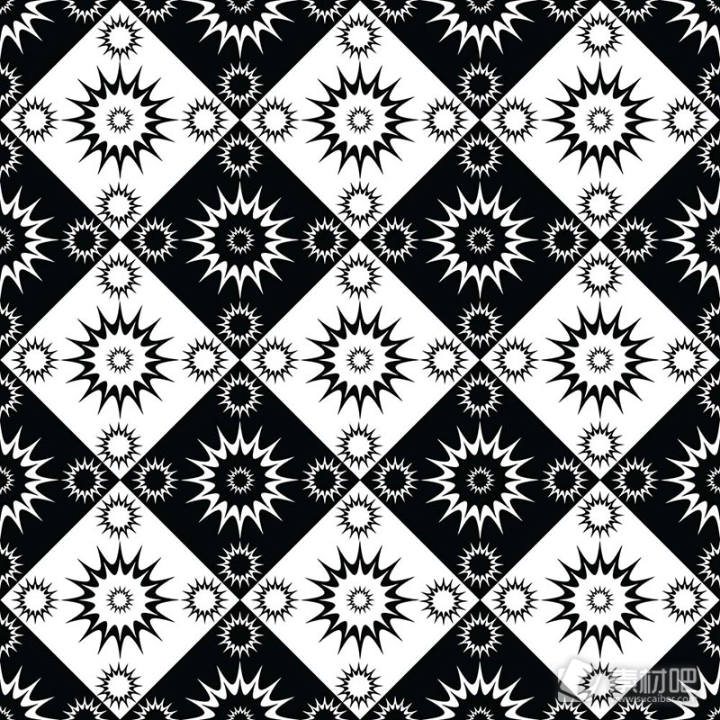 黑白唯美方形格子花纹背景矢量素材