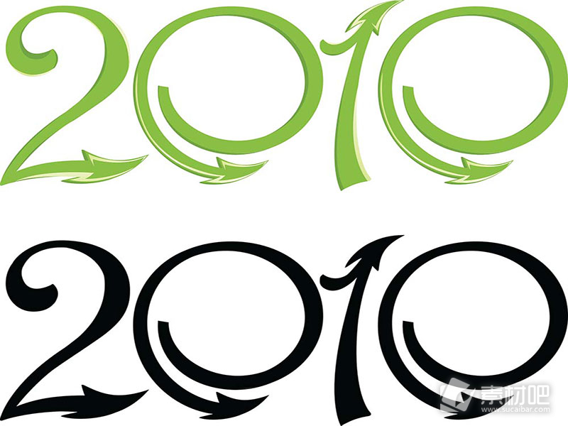 绿色黑色2010年标志设计矢量素材
