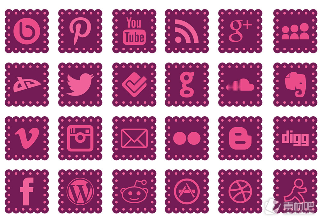 紫色花边社交媒体图标
