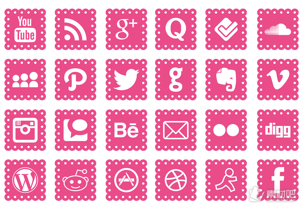 粉红花边社交媒体图标