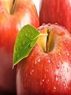 鲜艳滴水红苹果高清图片