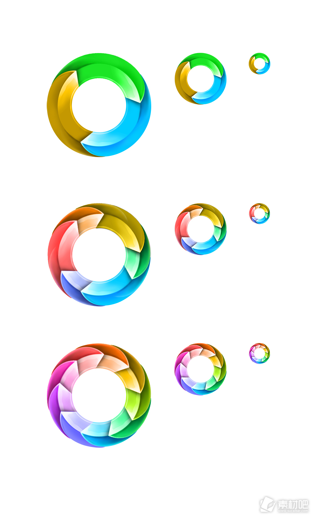 白色背景三种不同颜色圆圈PSD素材