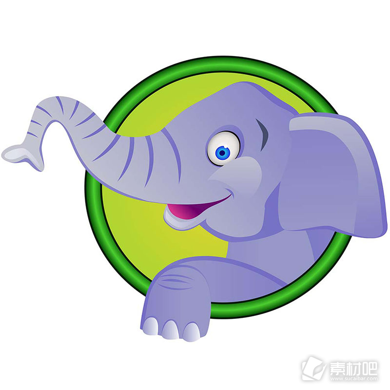 可爱卡通大象圆形图标矢量素材