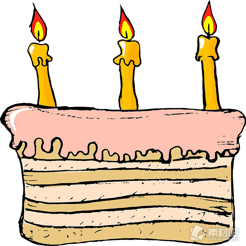 生日蛋糕三根蜡烛矢量素材