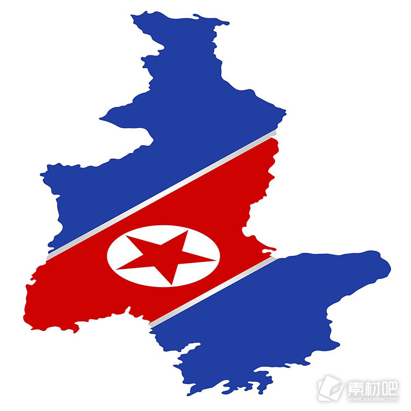 破损朝鲜国旗插画背景矢量素材