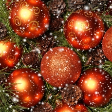 雪花下的精致圣诞球高清图片
