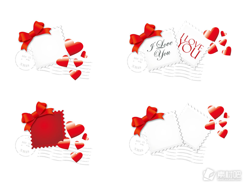 红色浪漫爱情卡片矢量素材