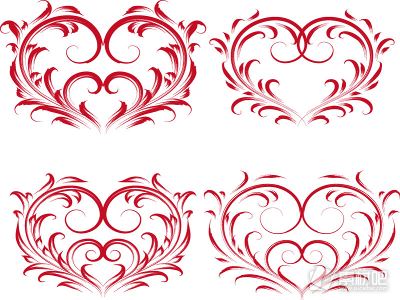 精美红色爱情心形花纹标志矢量素材