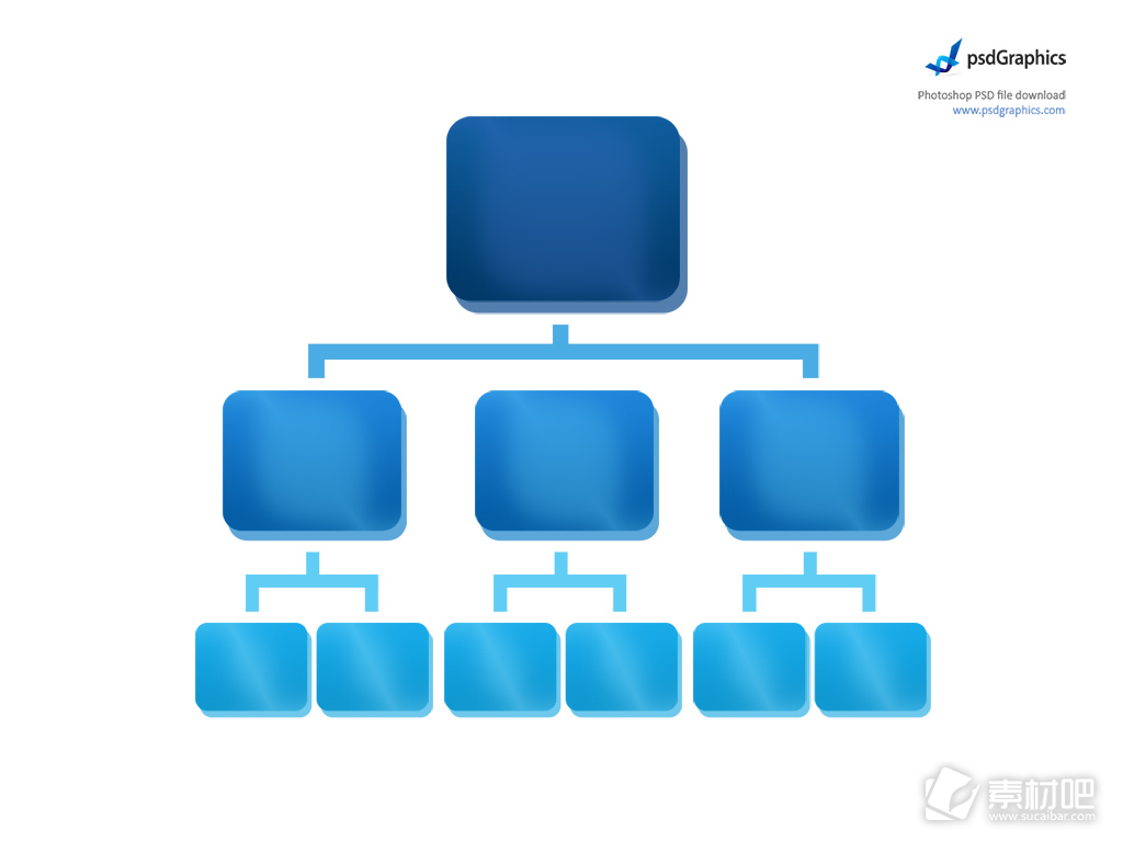 蓝色组织结构图标PSD素材