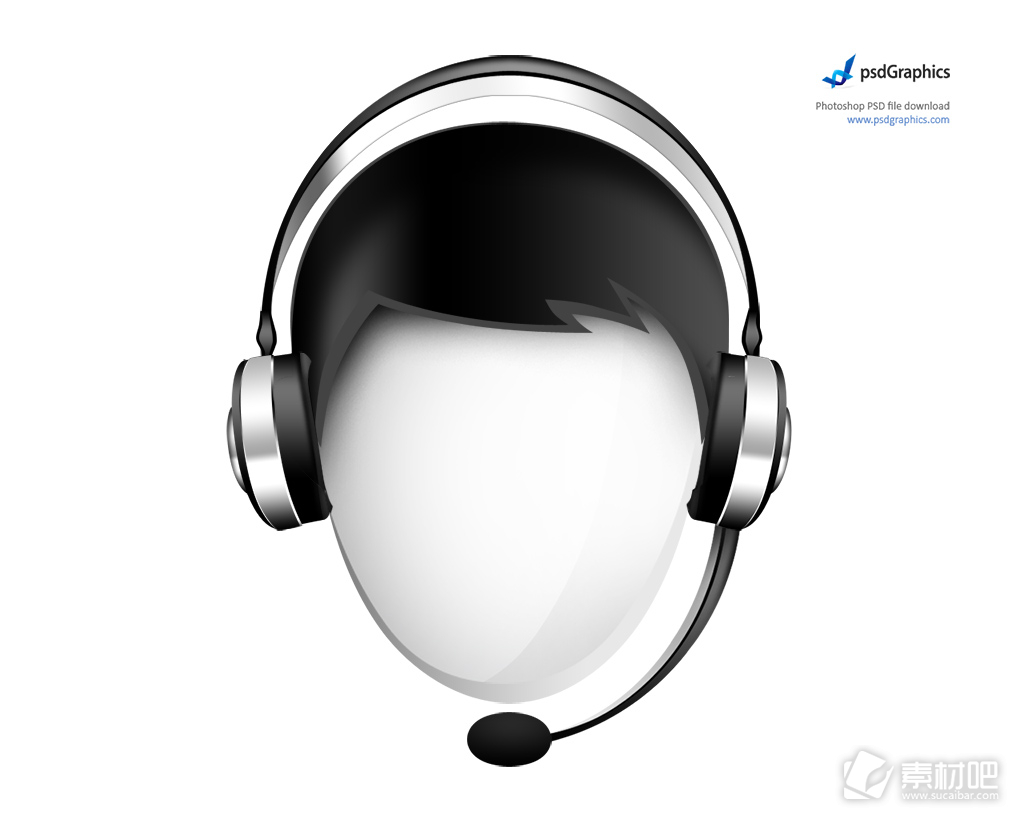 客户服务带耳机头像图标PSD素材