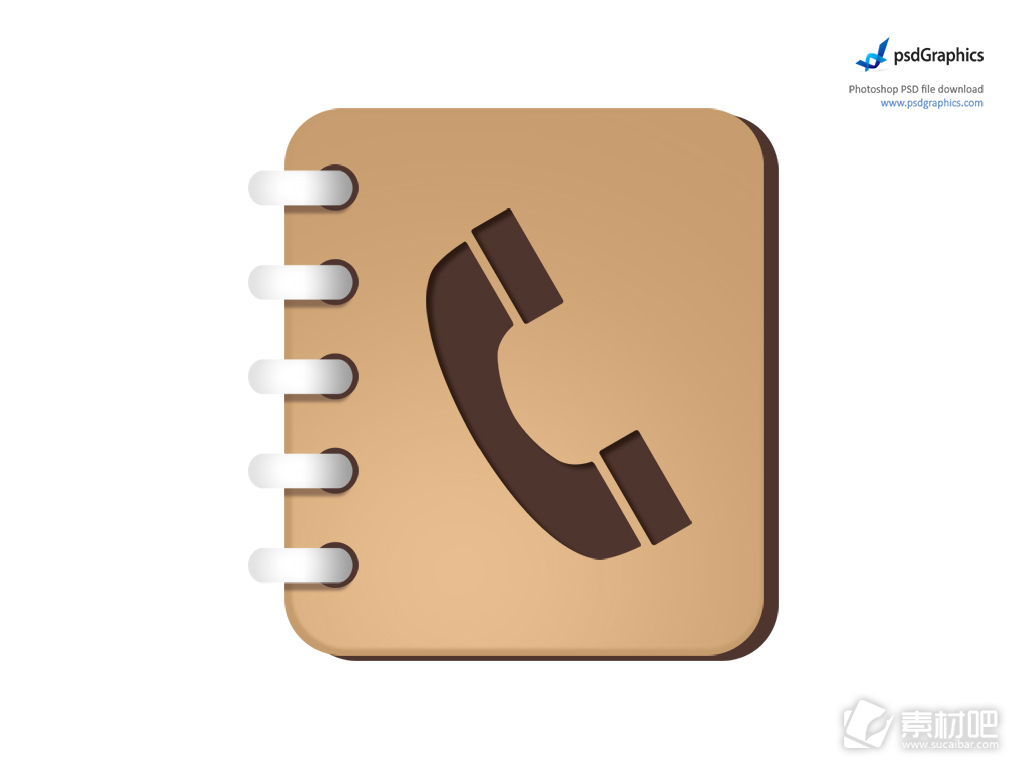 棕色的电话电话薄图标PSD素材
