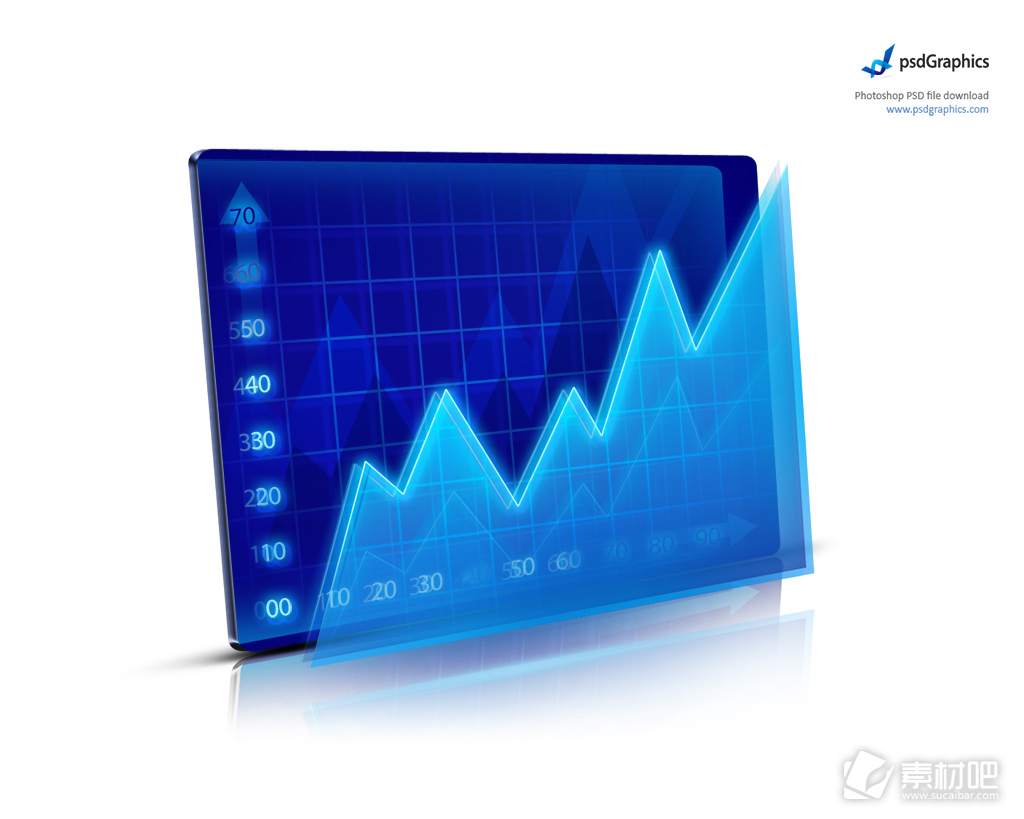 蓝色曲线金融图标PSD素材