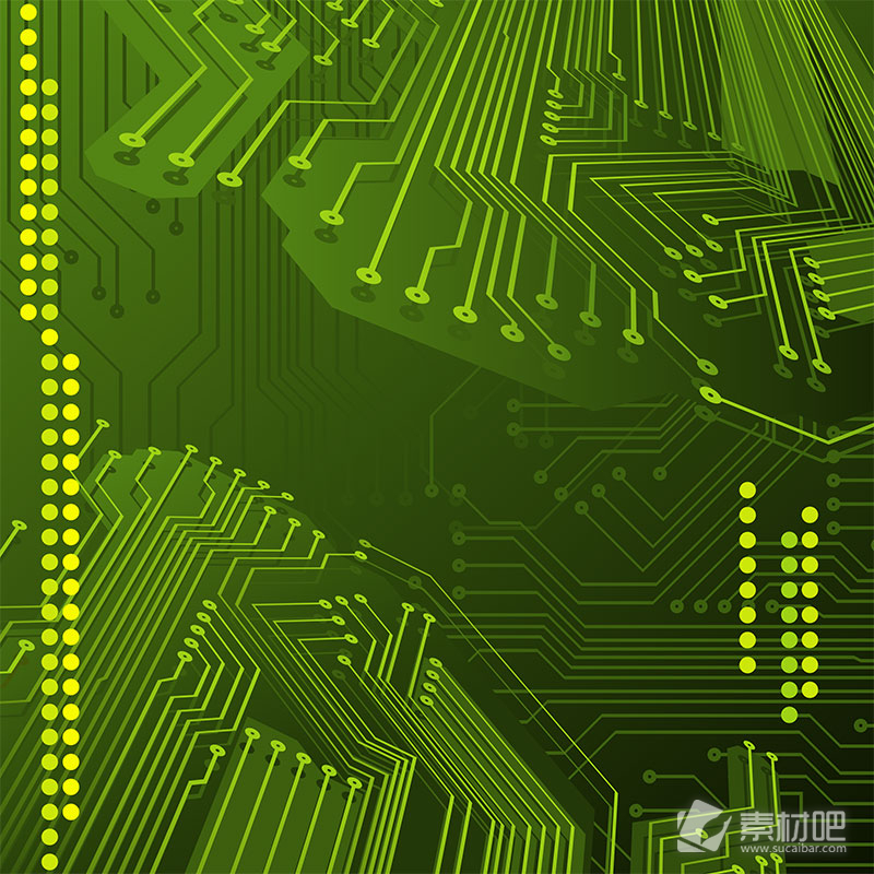 精致复杂绿色电子线路板矢量素材