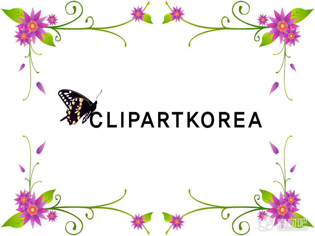 韩国风格蝴蝶花纹边框矢量素材