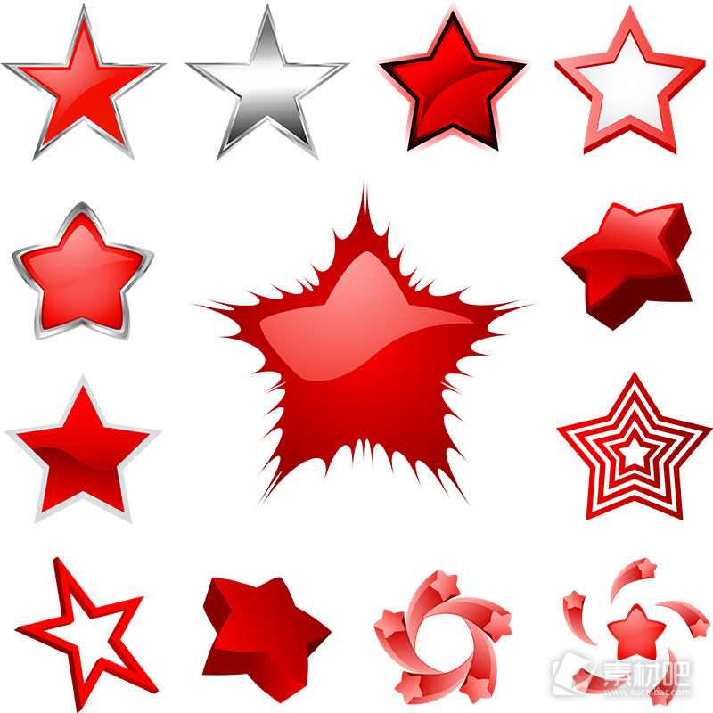 精美红色星星图标矢量素材
