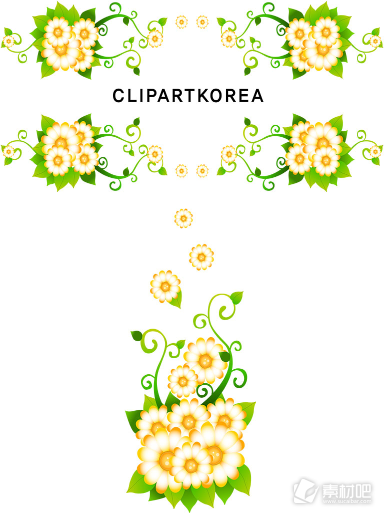韩国风格美丽清新花卉背景矢量素材