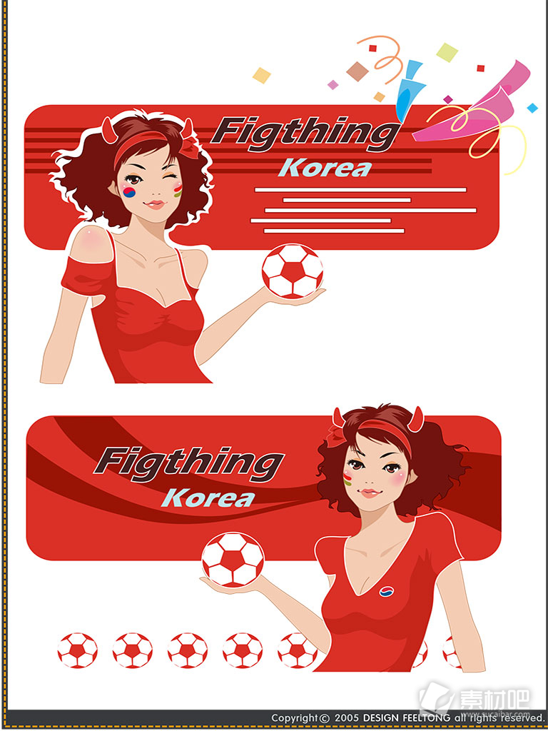韩国性感红衣足球宝贝矢量素材
