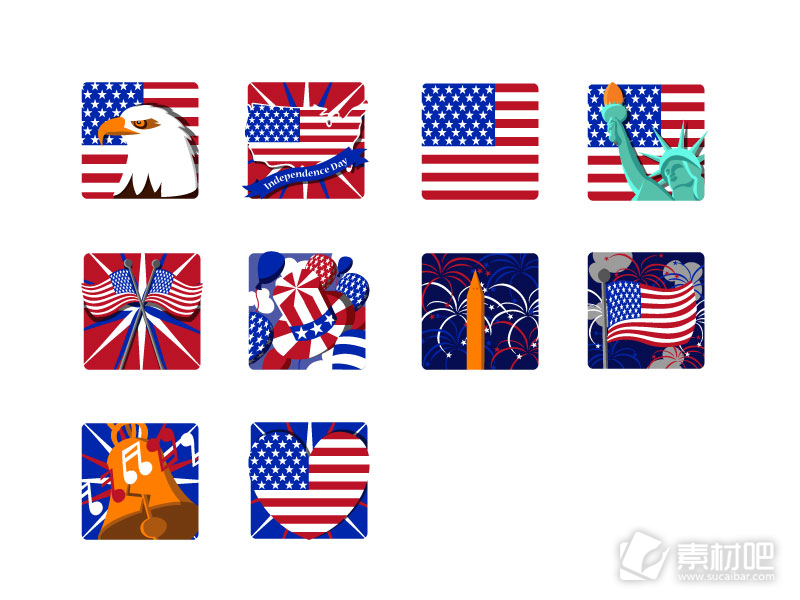 美国国旗独立庆祝图标