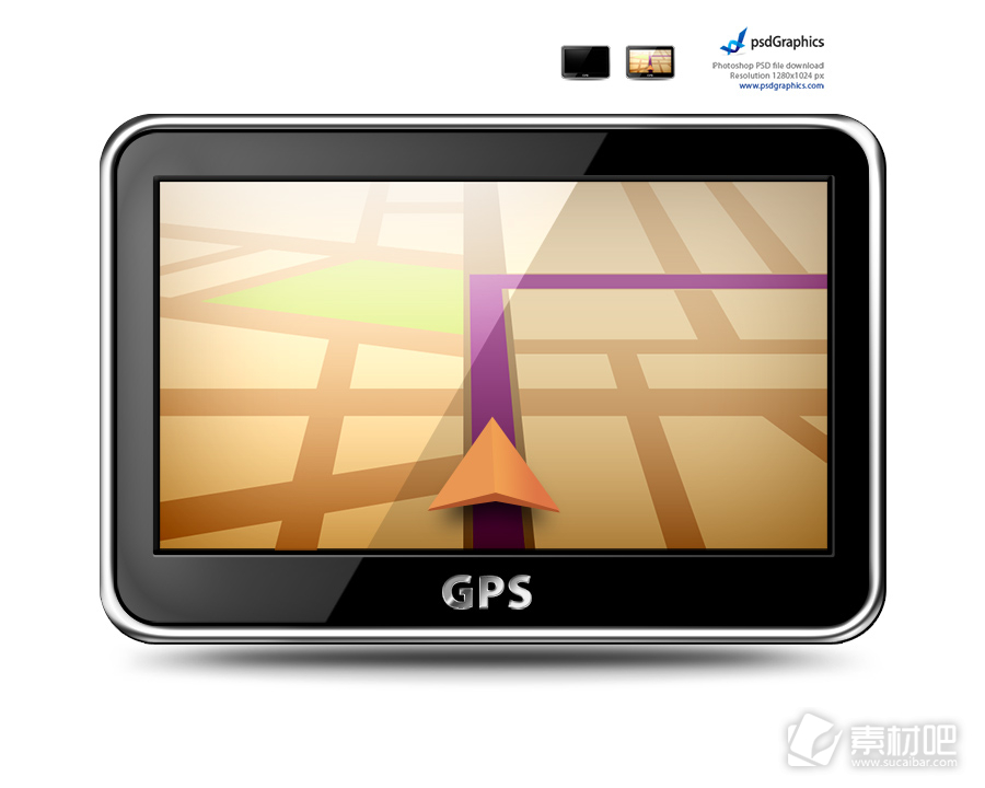 GPS多媒体导航图标PSD素材
