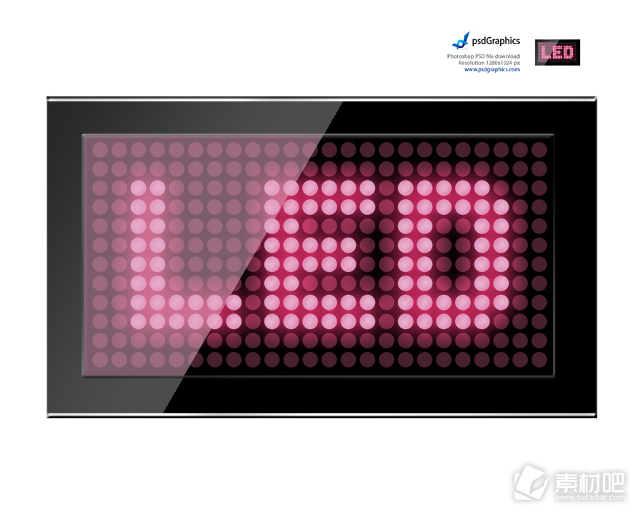 黑色边框屏幕粉红色LED灯PSD素材