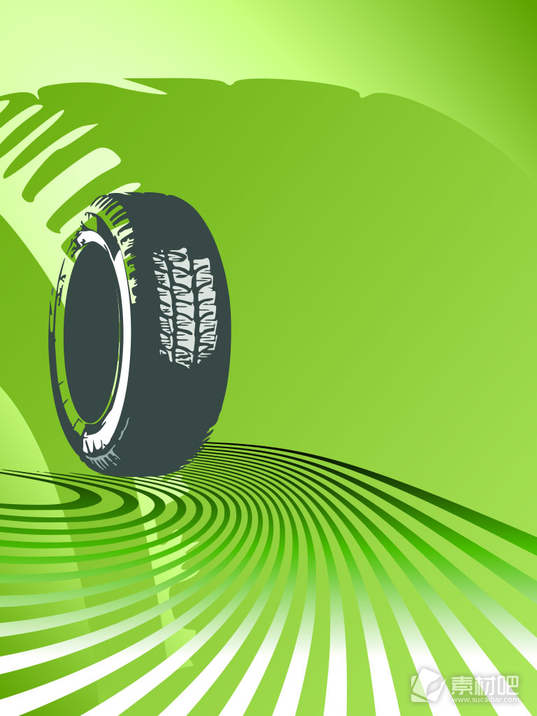 炫彩绿色轮胎设计矢量素材