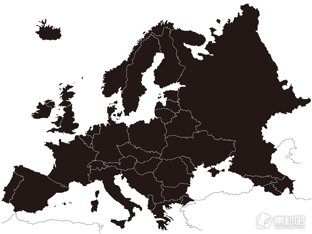 黑白主题欧洲地图矢量素材