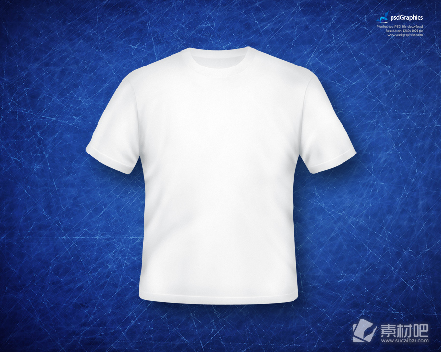 蓝色背景白色的T恤衫PSD素材