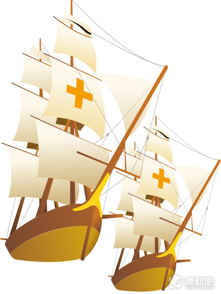创意十字架帆船矢量素材