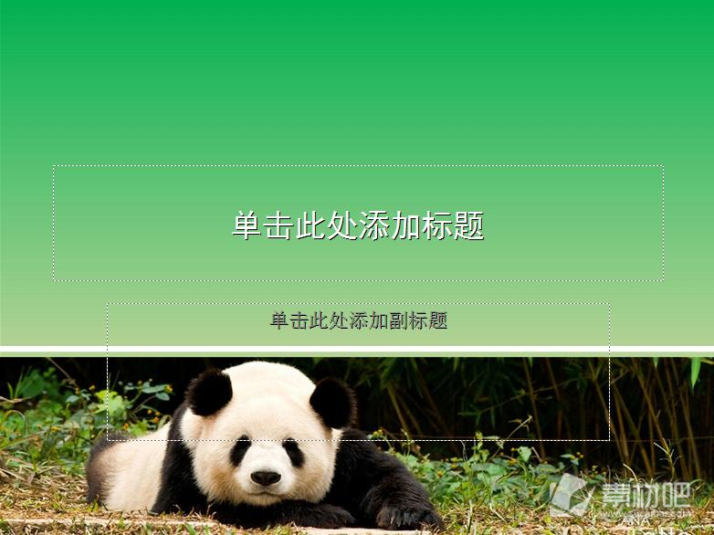 森林中可爱的大熊猫PPT模板