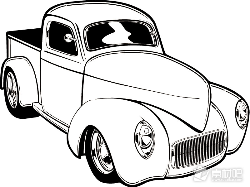 黑白轿车模型设计矢量素材