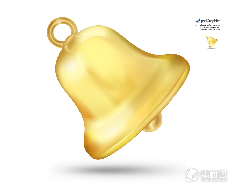 金黄色铃铛黄色圆环PSD素材