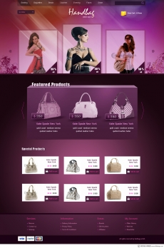 大气紫色女性手提包网站首页设计