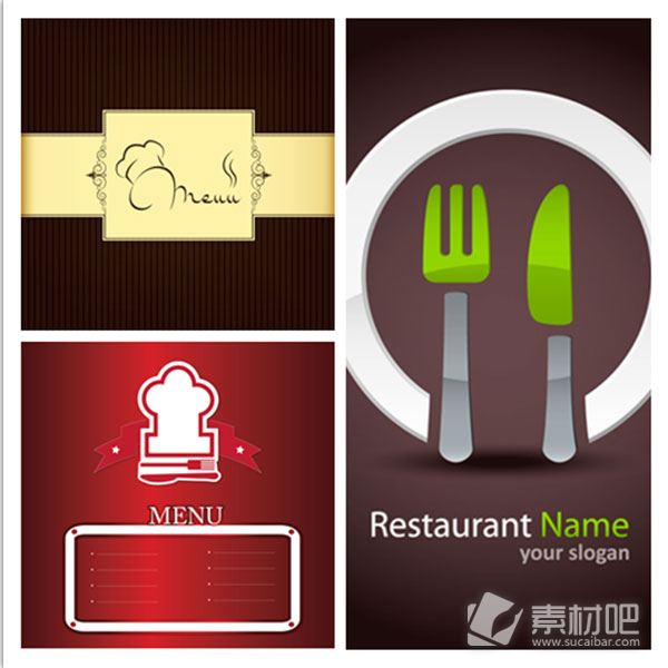 创意精致餐厅菜单标签矢量素材