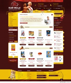 红色背景宠物店网站首页设计