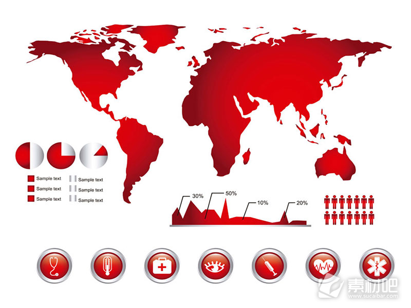 红色主题医疗信息图表矢量素材